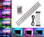 Waterproof LED Strip Power Supply USB (5V) RGB Length 4x50cm and 60 LEDs per Meter with Remote Control SMD5050