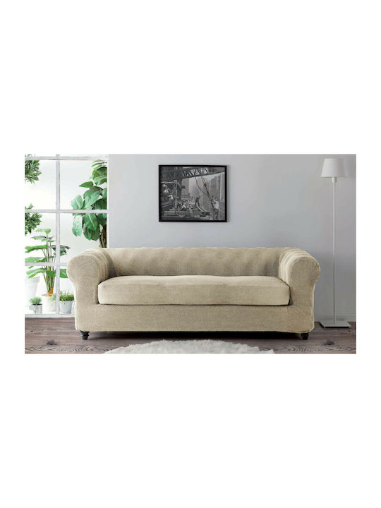 Ελαστικά καλύμματα καναπέδων-σαλονιού τύπου Chesterfield Milan Μπεζ Linen Πολυθρόνα CH034-LN-1