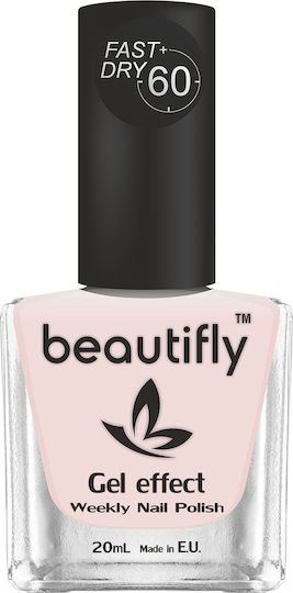 Beautifly Weekly Glossy Βερνίκι Νυχιών Μακράς Διαρκείας Quick Dry 255 Baby Pink 20ml
