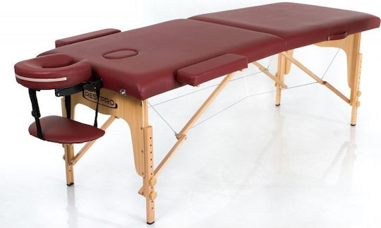Rest Pro Classic 2 Wooden Portable/Folding Burgundy Massage and Physiotherapy Bed 192x70cm