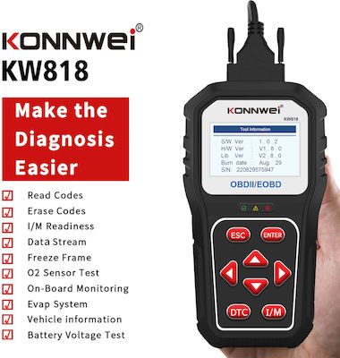 Konnwei Fahrzeugdiagnosewerkzeug Digital OBD 2 mit Bluetooth