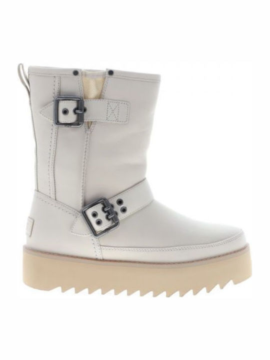 1106913 Leder Stiefeletten Damen Beige