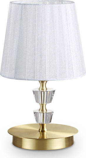 Ideal Lux Pegaso TL1 Metal Table Lamp for Socket E14 with White Shade and Gold Base