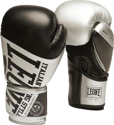 Leone Next Synthetic Leather Boxing Competition Gloves Silver