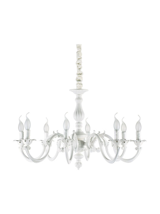 Ideal Lux Justine Sp8 Candelabru 8xE14 cu Lumânări Alb 197524