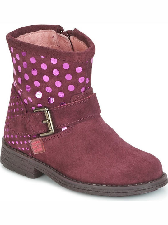 Ghete Copii din Piele cu Fermuar Burgundy