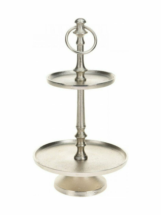 Zaros Metallic Dessert Tower Stand with 2 Tiers Silver