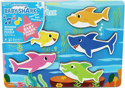 Wooden Kids Peg Puzzle Baby Shark with Sounds for 2++ Years 5pcs Spin Master