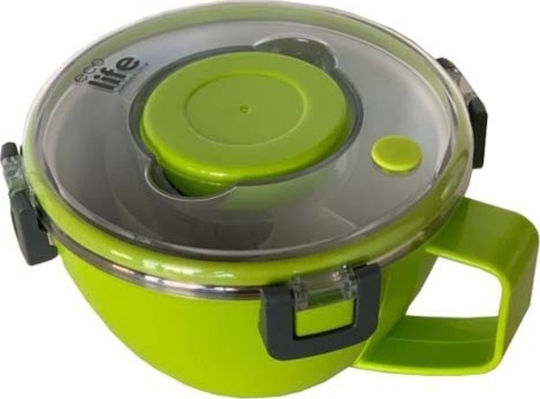 Ecolife Recipient Rotund Dublu Termos Inox Verde Cu Compartimente 850ml