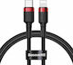 Baseus Cafule Braided USB 2.0 Cable USB-C male - Lightning Κόκκινο 1m (CATLKLF-91)