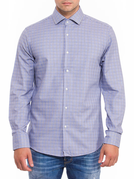 Hugo Boss Gordon Men's Shirt Long Sleeve Cotton Checked Blue