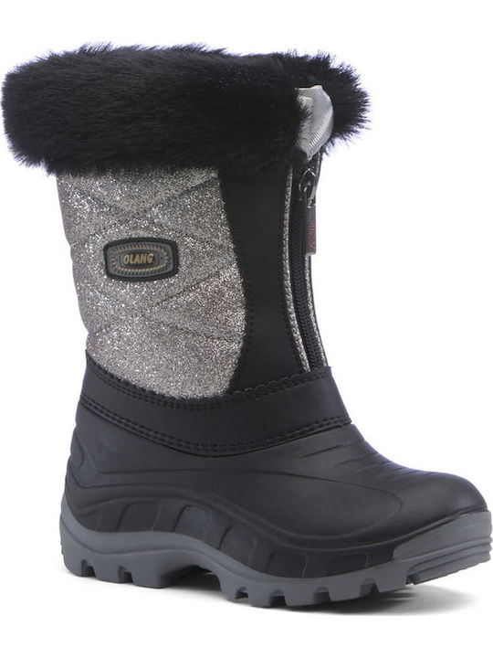 Nancy Kids Snow Boots with Zipper Black