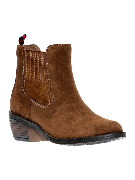 Envie Shoes Suede Women's Chelsea Boots Tabac Brown