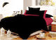 Le Blanc Cotton Line Σετ Σεντόνια Μονά με Λάστιχο 100x200+20εκ. Μαύρο Κόκκινο (3τμχ)
