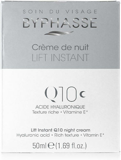 Byphasse Lift Instant Q10 Κρέμα Προσώπου Νυκτός για Ενυδάτωση, Αντιγήρανση & Ανάπλαση με Υαλουρονικό Οξύ 50ml