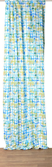 Anna Riska Vorhang mit Bleistiftfalten Rubik Blau 140x270cm