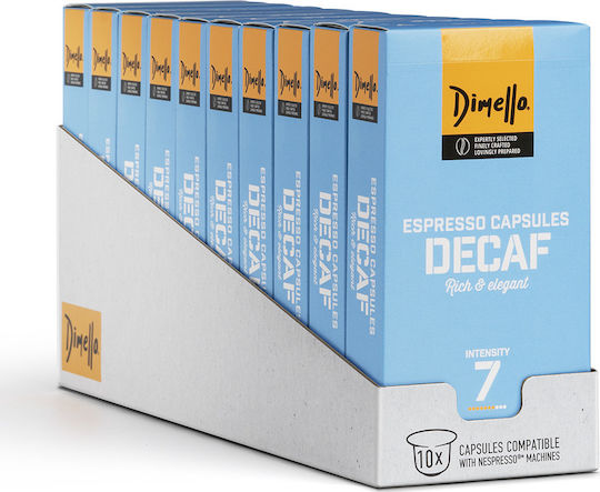 Dimello Κάψουλες Espresso Decaffeine Συμβατές με Μηχανή Nespresso 100caps
