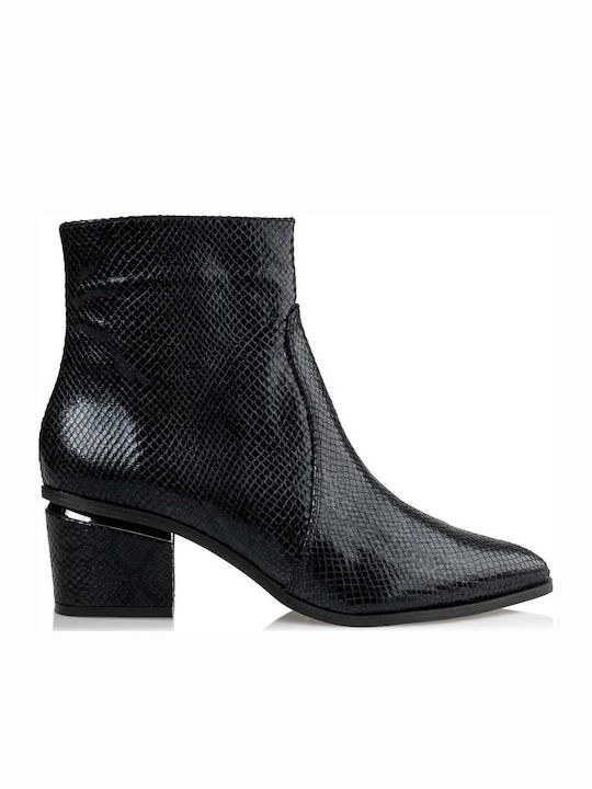 Leder Stiefeletten Damen Schwarz