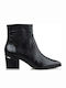 Leder Stiefeletten Damen Schwarz