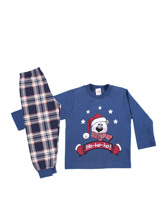 Minerva Kinder Schlafanzug Winterlich Blau Ho H...