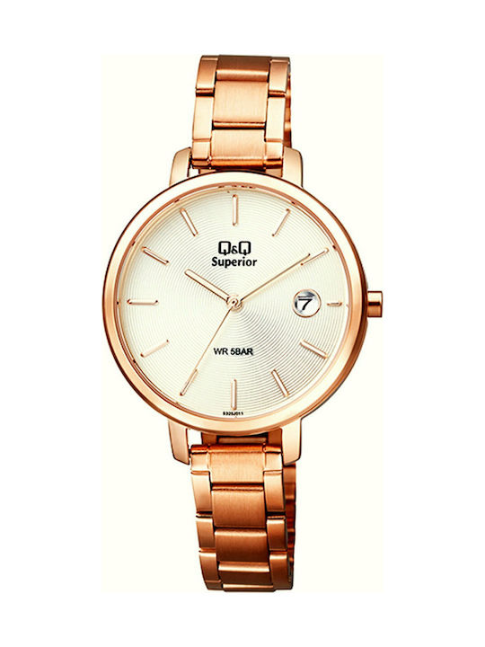 Q&Q Watch with Pink Gold Metal Bracelet