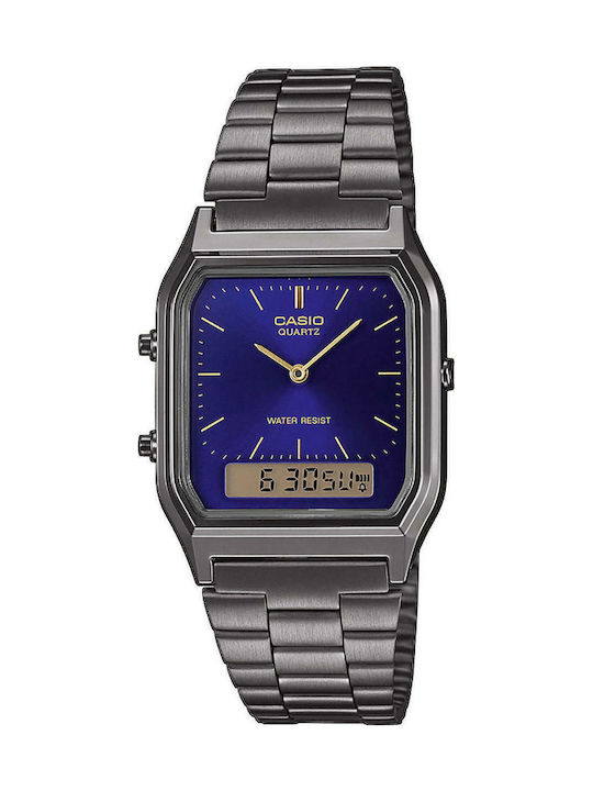 Casio Vintage Edgy Analog/Digital Men's Watch 29.8mm Battery with Silver Metal Bracelet