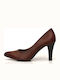 Leather Pointed Toe Stiletto Burgundy High Heels