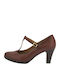 Ragazza Leder Pumps mit Riemchen & Chunky hoher Absatz Burgundisch