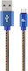 Gembird Premium jeans (denim) Braided USB 2.0 Cable USB-C male - USB-A Μπλε 1m CC-USB2J-AMCM-1M-BL
