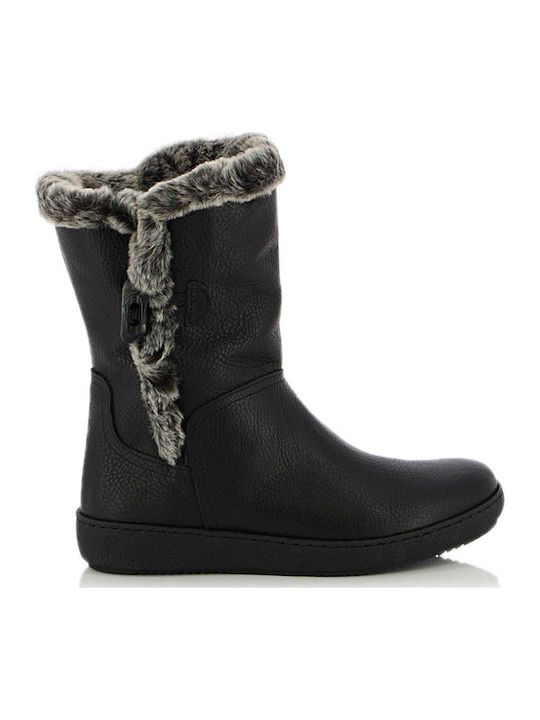 Alpe Leder Damenstiefel mit Pelz Schwarz