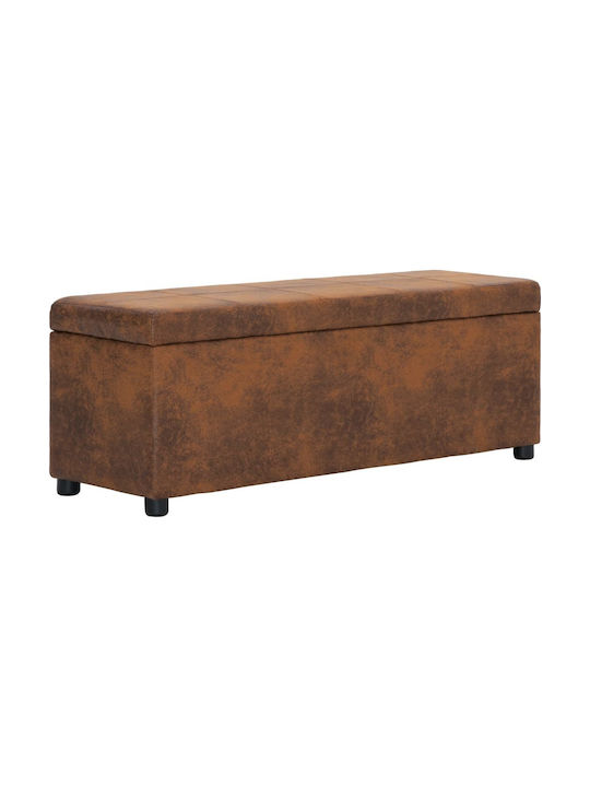 Stool Bench Stool With Storage Space Upholstered with Fabric Brown 116x38x43cm