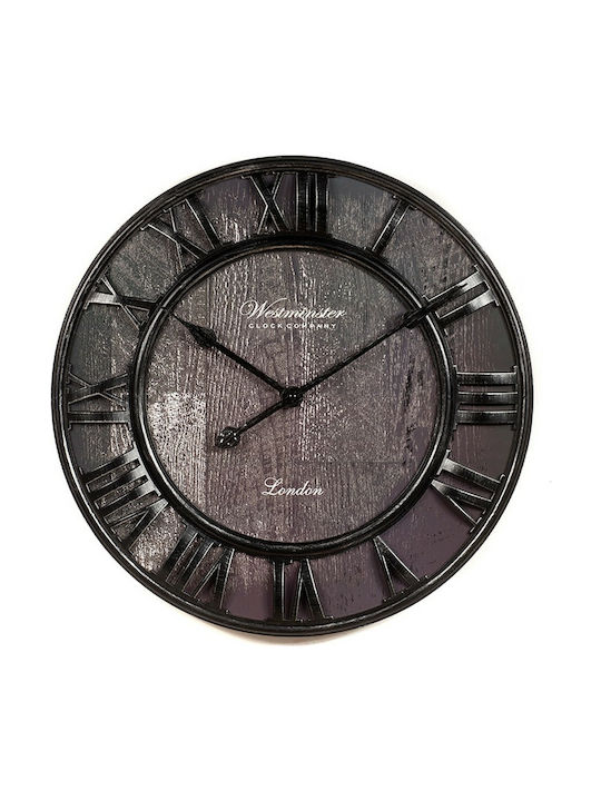 Artekko Vintage Antique Wall Clock Wooden Black Ø50cm