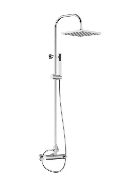 Ottone Meloda Fix Duschsäule mit Wannenbatterie 126cm Silber