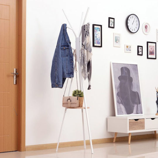 HomCom Cuiere de podea Metal Alb 9 Poziții 45x45x180cm