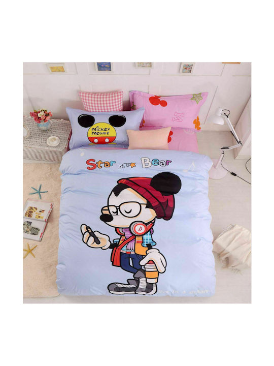 Mc Decor Σεντόνι Μονό Βαμβακοσατέν Mouse Λιλά 160x220cm