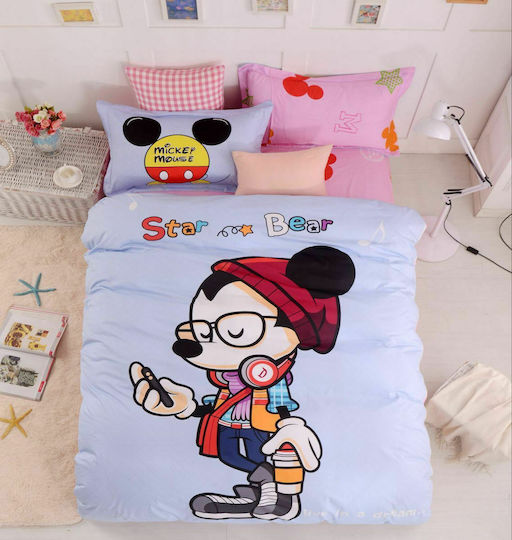 Mc Decor Σεντόνι Μονό Βαμβακοσατέν Mouse Λιλά 160x220cm