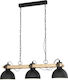 Eglo Lubenham Pendant Light Three-Light Rail for Socket E27 Black