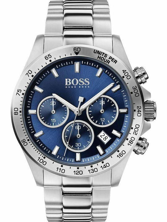 Boss Hero Men's Watch 43mm Chronograph Battery with Silver Metal Bracelet