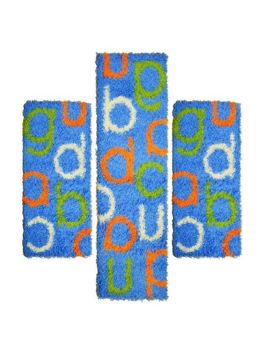 Sprintzio Shaggy Bedroom Rugs Set Blue 1132 3pcs