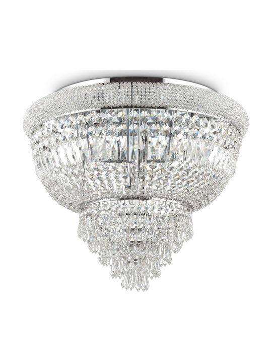 Ideal Lux Cromo Classic Ceiling Light with Socket E14 with Crystals 52pcs Silver