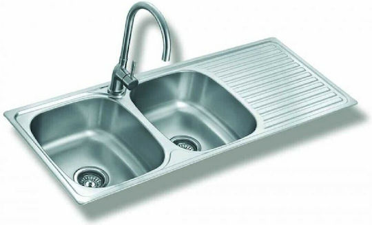 Gloria Practika Finox 304 Ένθετος Νεροχύτης Inox Σατινέ Μ118xΠ48cm Ασημί