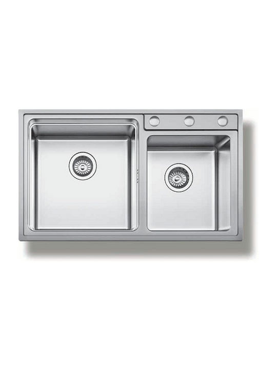 Gloria Kanoni ST/ST Finox 18-6691 Drop-In Chiuvetă Stânga Inox Satinat L81xW48cm Argintiu