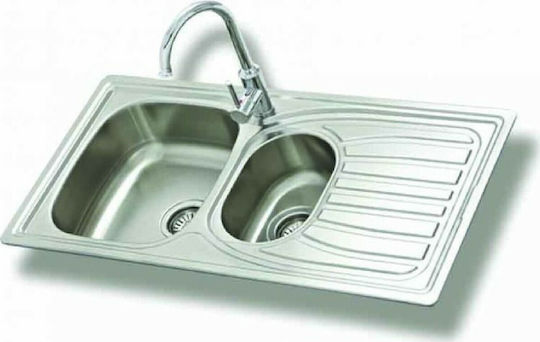 Gloria Korina Finox 304 Ένθετος Νεροχύτης Αριστερός Inox Σατινέ Μ98xΠ51cm Ασημί