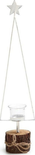 Espiel Christmas Metallic White Candlestick 50x12cm