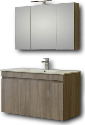 Martin Omega 100 Cabinet de chiuveta cu oglindă L100xl46xH57cm Stejar gri