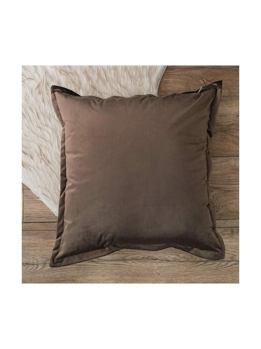 Teoran Διακοσμητική Μαξιλαροθήκη Velvet 03 Brown 65x65εκ.