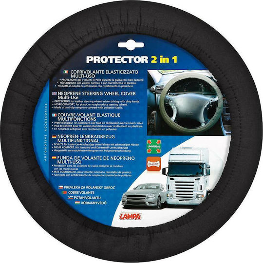 Lampa Κάλυμμα Τιμονιού Αυτοκινήτου Protector 2in1 με Διάμετρο 34-45εκ. Συνθετικό Μαύρο Ελαστικό