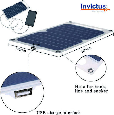 Invictus Solar Charger for Portable Devices 5W 5V with USB connection (SRUSB-5)