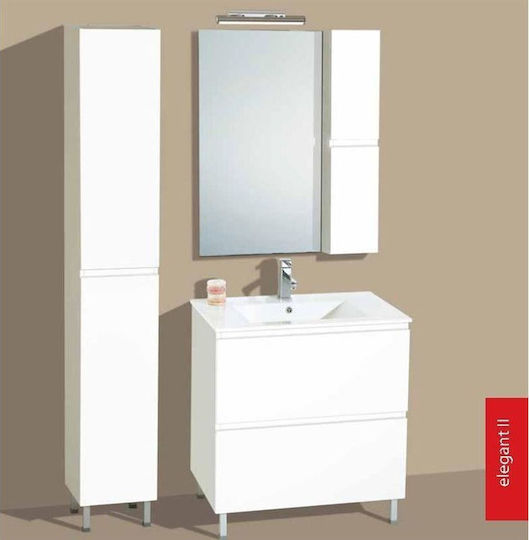 Pro Bagno Οίμη 910A Πάγκος με Νιπτήρα & Καθρέπτη με Φως Μ75xΒ46xΥ83cm Λευκός Pro Bagno Οίμη 910A Πάγκος με Νιπτήρα & Καθρέπτη με Φως Μ75xΒ46xΥ83cm Λευκός