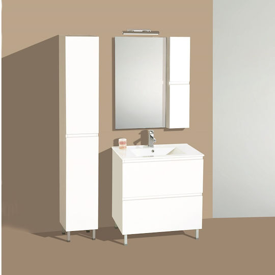 Pro Bagno Oimă 910A Blat cu Lavoar & Oglindă cu lumină L75xW46xH83cm Alb